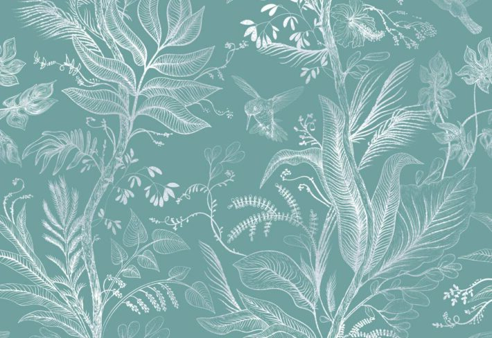 Hummingbird Haven, Beautiful Botanical Breeze Wallpaper Mural