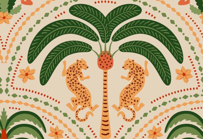 Jungle Reverie, Beige Whispering Palms in Daylight Wallpaper Mural