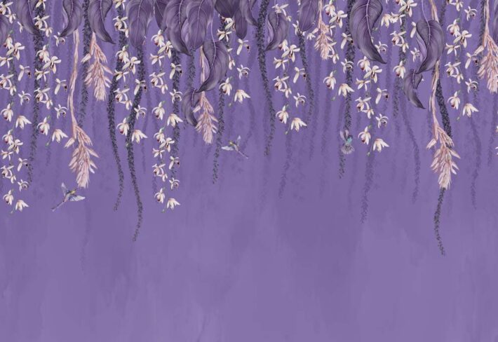Lavender Canopy, Exotic Hanging Floral Vines Wallpaper Mural