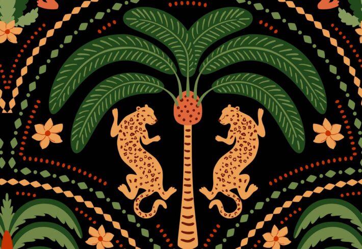 Jungle Reverie, Amber Whispering Palms Wallpaper Mural
