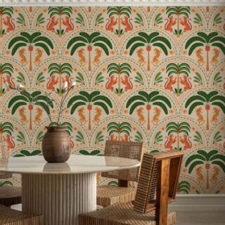 Jungle Reverie, Beige Whispering Palms in Daylight Wallpaper Mural mockup