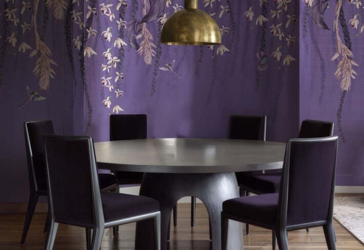 Lavender Canopy, Exotic Hanging Floral Vines Wallpaper Mural mockup