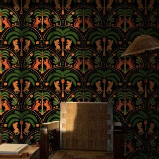 Jungle Reverie, Amber Whispering Palms Wallpaper Mural mockup