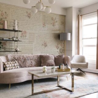 Letter, Floral Manuscript Wallpaper Mural mockup