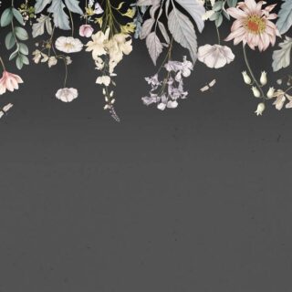 Hanging Garden, Deep Charcoal Blossom Wallpaper Mural