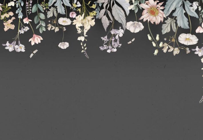 Hanging Garden, Deep Charcoal Blossom Wallpaper Mural
