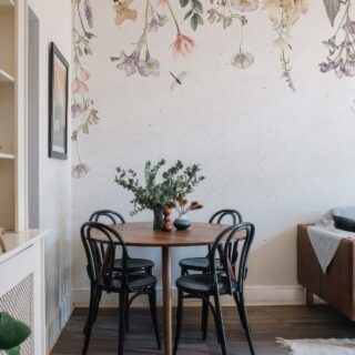 Hanging Garden, Soft White Blossom Wallpaper Mural mockup