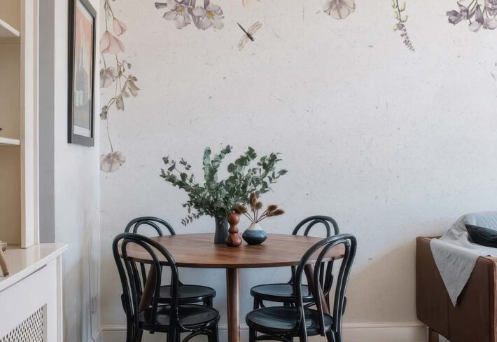 Hanging Garden, Soft White Blossom Wallpaper Mural mockup