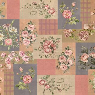 Patchwork Rosewood, Antique Floral Collage Wallpaper Mural