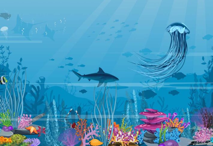 Aqua Safari, Beneath The Waves Wallpaper Mural