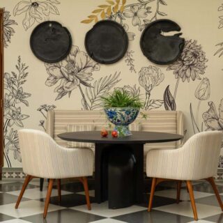 Etched Flora, Artful Nature Wallpaper Mural mockup