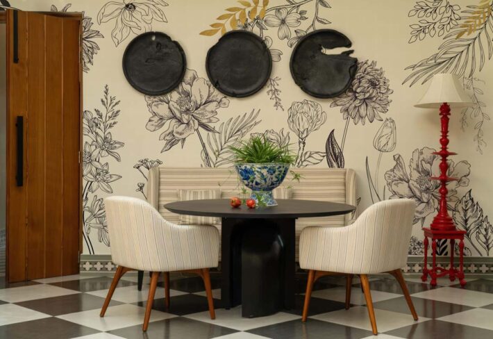 Etched Flora, Artful Nature Wallpaper Mural mockup