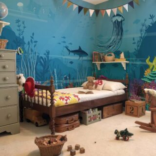 Aqua Safari, Beneath The Waves Wallpaper Mural mockup