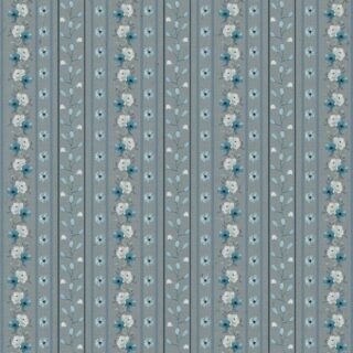 Lush Tapestry, Vintage Floral Stripe Wallpaper in Blue and Grey