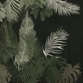 Midnight Canopy, Dark Jungle Wallpaper with Subtle Tropical Foliage