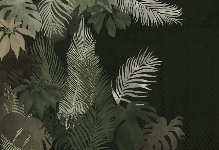 Midnight Canopy, Dark Jungle Wallpaper with Subtle Tropical Foliage