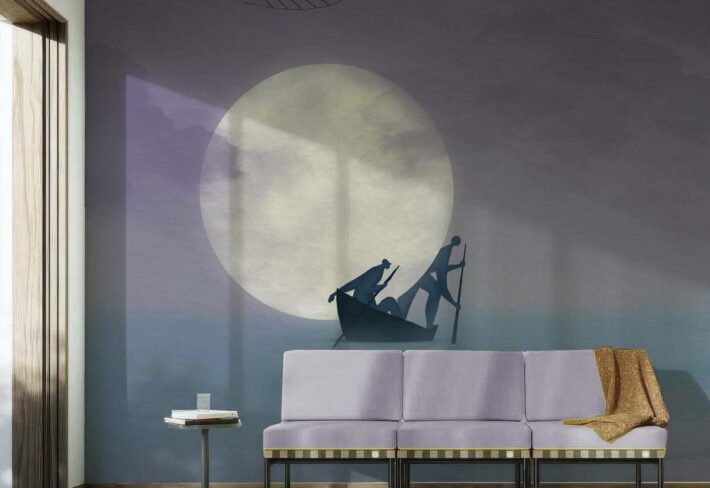 Oceanea Noire, Journey Beneath the Moon Wallpaper Mural mockup