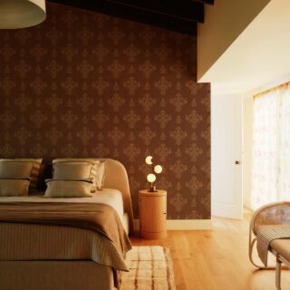 Imperial Rustica, Vintage Damask Elegance in Warm Bronze Tones Wallpaper Mural mockup