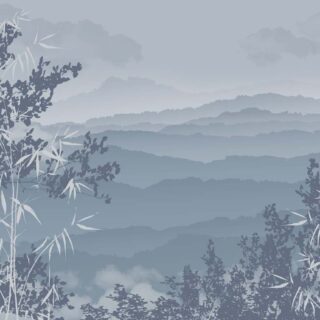 Jungle Lullaby, Tranquil Fog Over Layered Mountain Ridges Wallpaper Mural