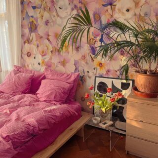Blossom Bunnies, Whimsical Bunnies in a Pastel Floral Wonderland Wallpaper Mural mockup
