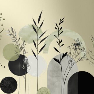 Muted Sage Green Botanic Aura Wallpaper Mural
