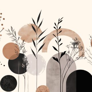 Soft Beige Botanic Aura Wallpaper Mural
