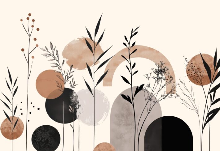 Soft Beige Botanic Aura Wallpaper Mural
