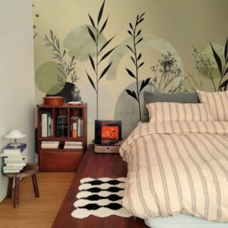 Muted Sage Green Botanic Aura Wallpaper Mural mockup